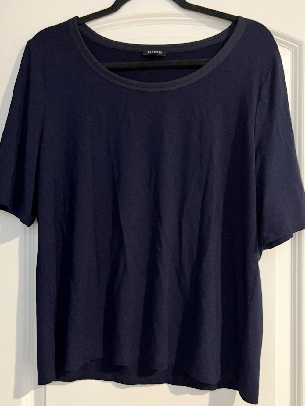 Talbots Petite Navy Blue Short Sleeve T-shirt Soft Rayon Knit Classic Sz XLP